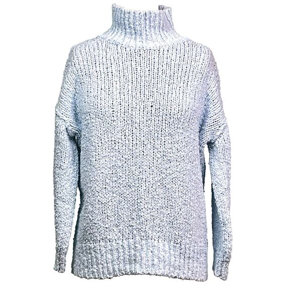 Anthropologie The Need-It Slouchy Pullover Sweater Oversized Mock Neck Blue XSP - Picture 1 of 12